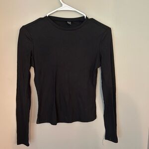 SHEIN Black Long Sleeve Ribbed Top and Corduroy Mini Skirt